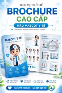 Brochure cao cặp mẫu mascot y tế
