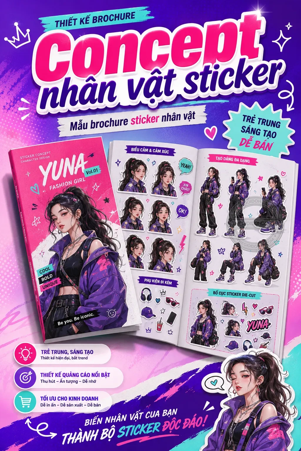 Concept nhãn vật sticker
