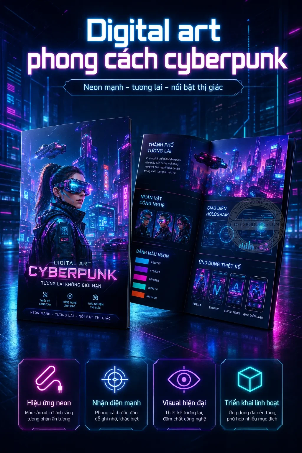 Digital art phong cách cyberpunk