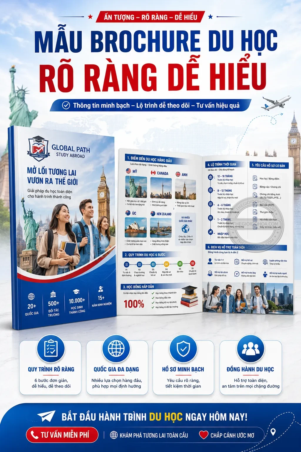 Mẫu brochure du học ro rang de hiệu