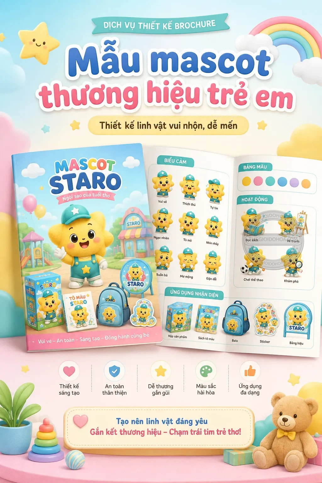 Mẫu mascot thương hiệu tre em