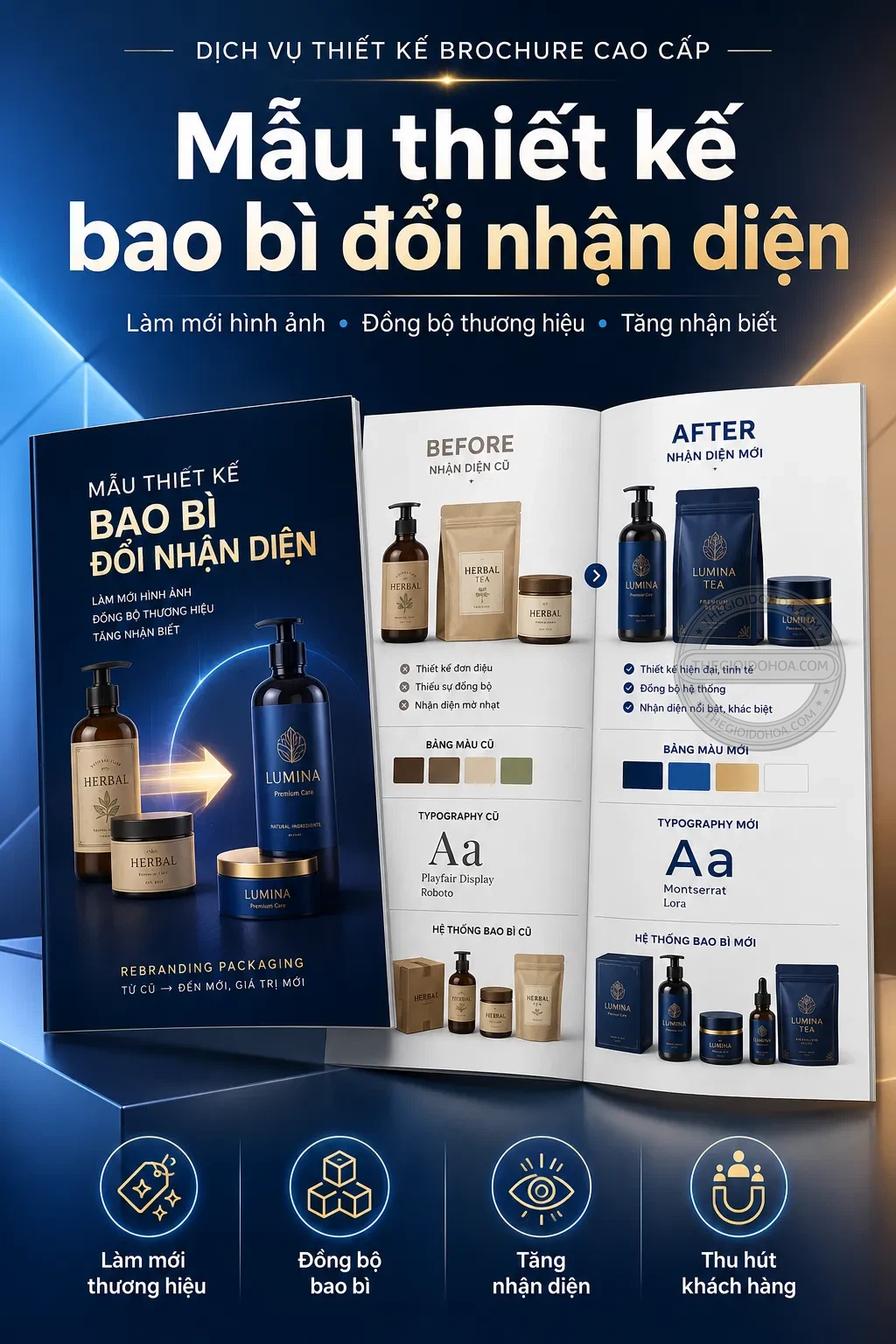 Mẫu thiet ke bao bì đôi nhãn diện