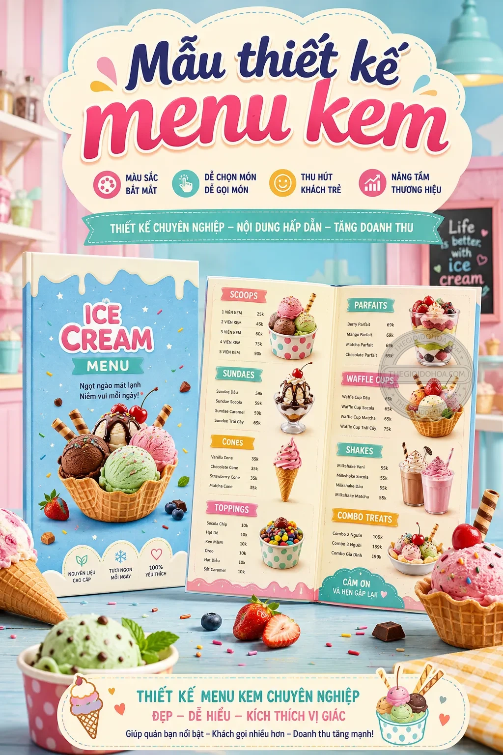 Mẫu thiet ke menu kem