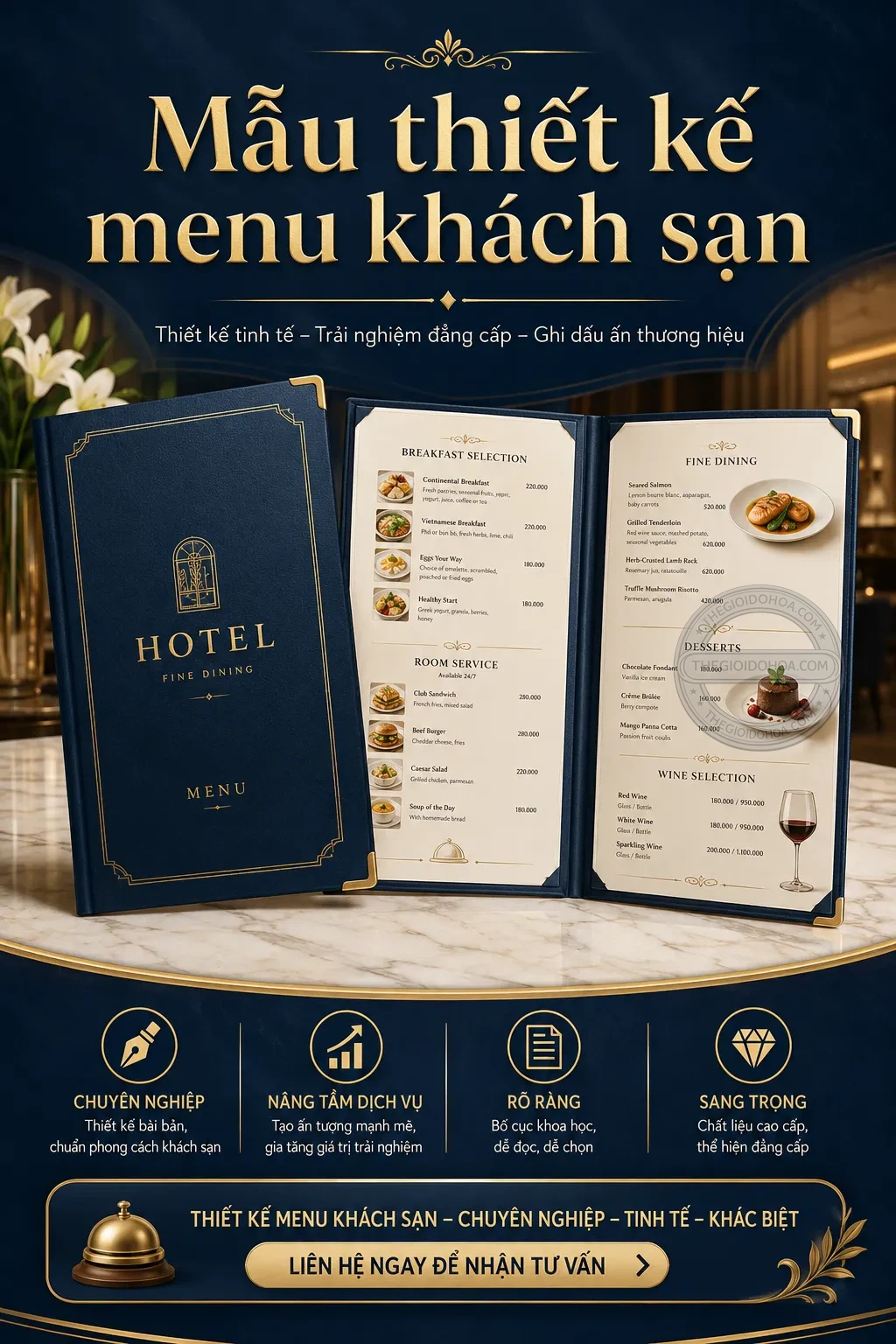 Mẫu thiet ke menu khach sản