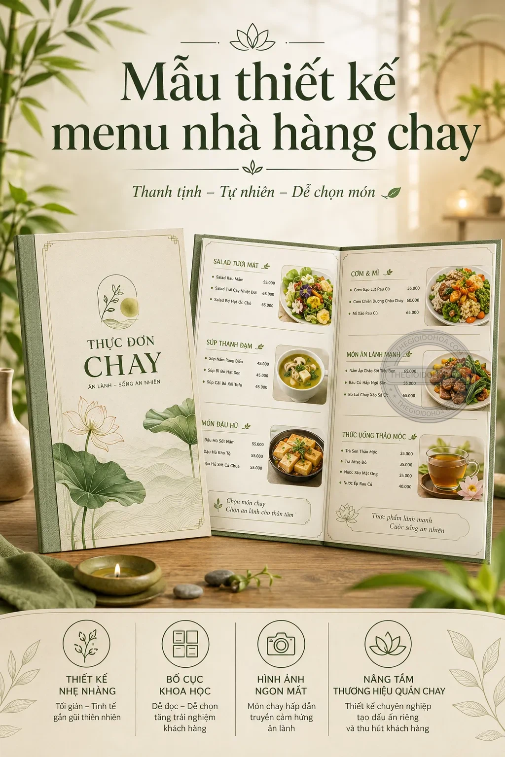 Mẫu thiet ke menu nha hang chay