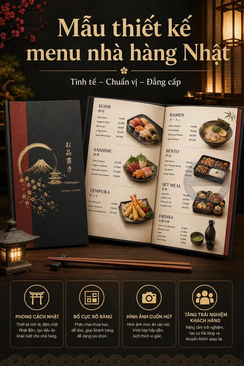 Mẫu thiet ke menu nha hang nhật