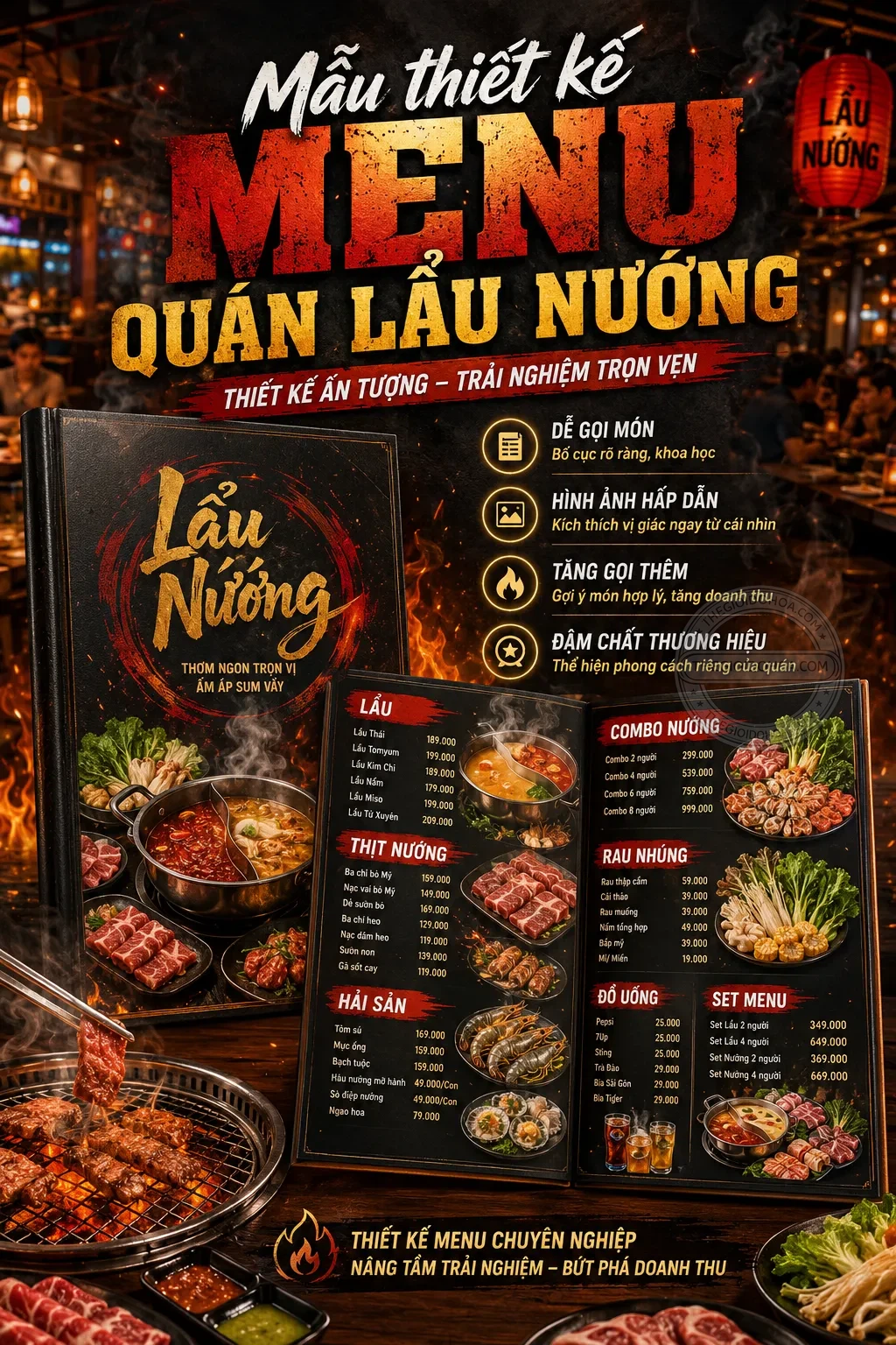 Mẫu thiet ke menu quan lau nuong