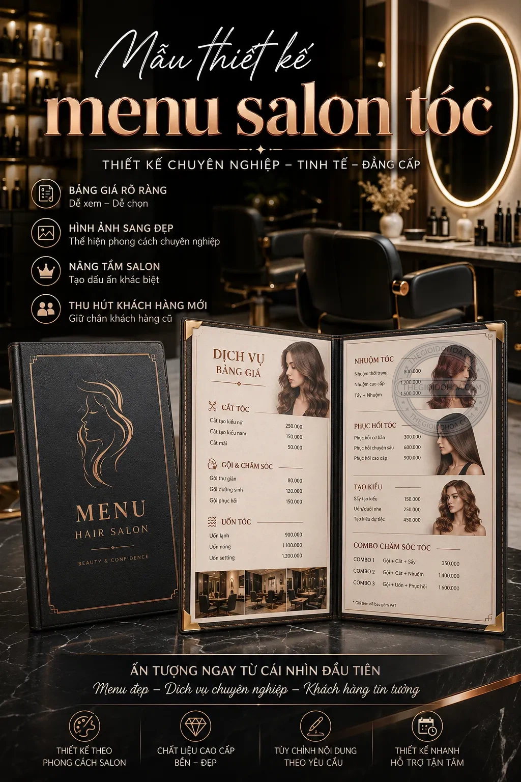 Mẫu thiet ke menu salon toc