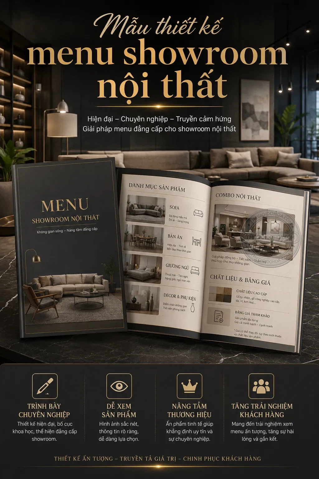 Mẫu thiet ke menu showroom noi that