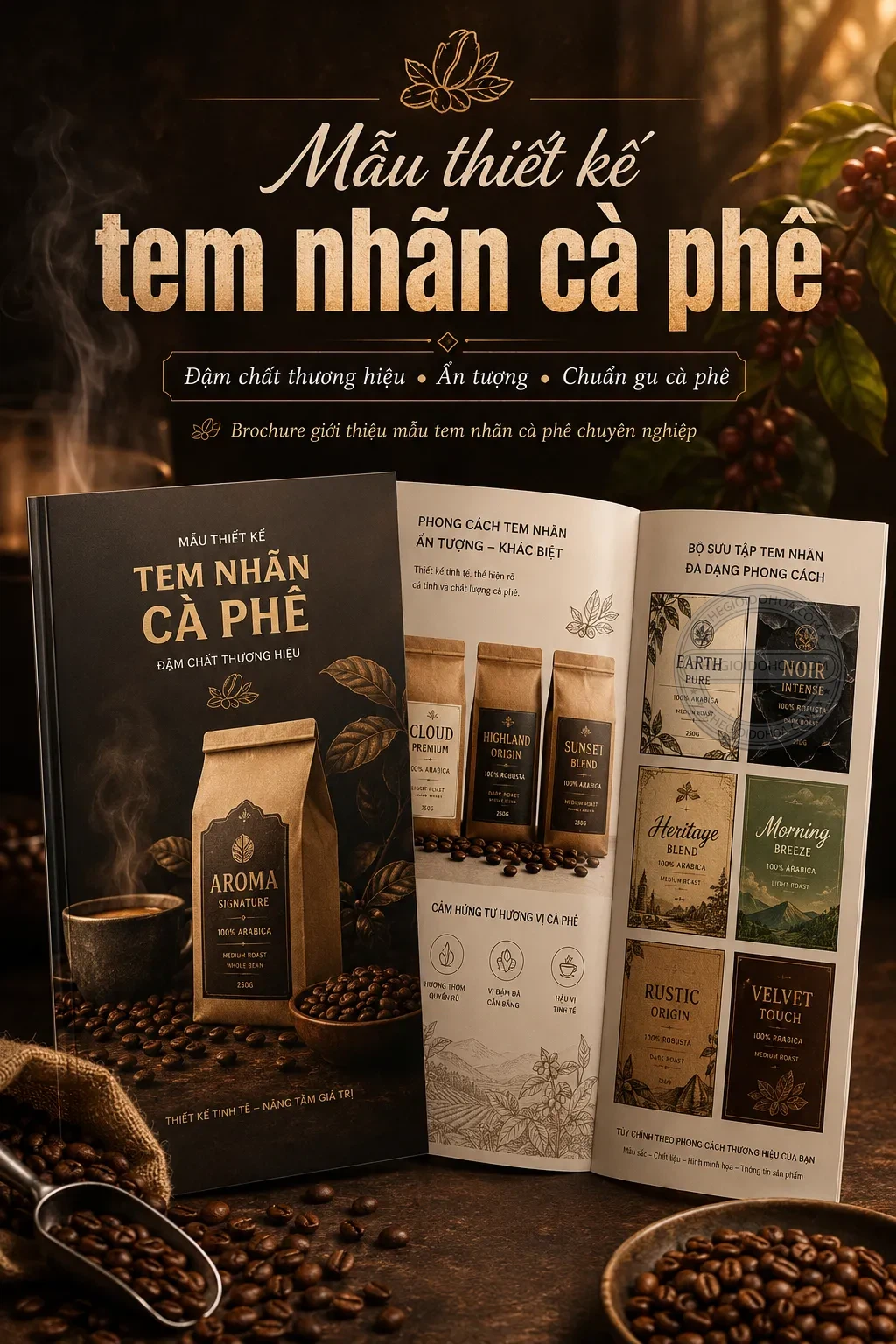 Mẫu thiet ke tem nhãn cá phe