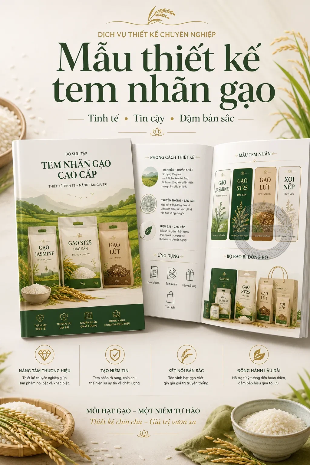 Mẫu thiet ke tem nhãn gao