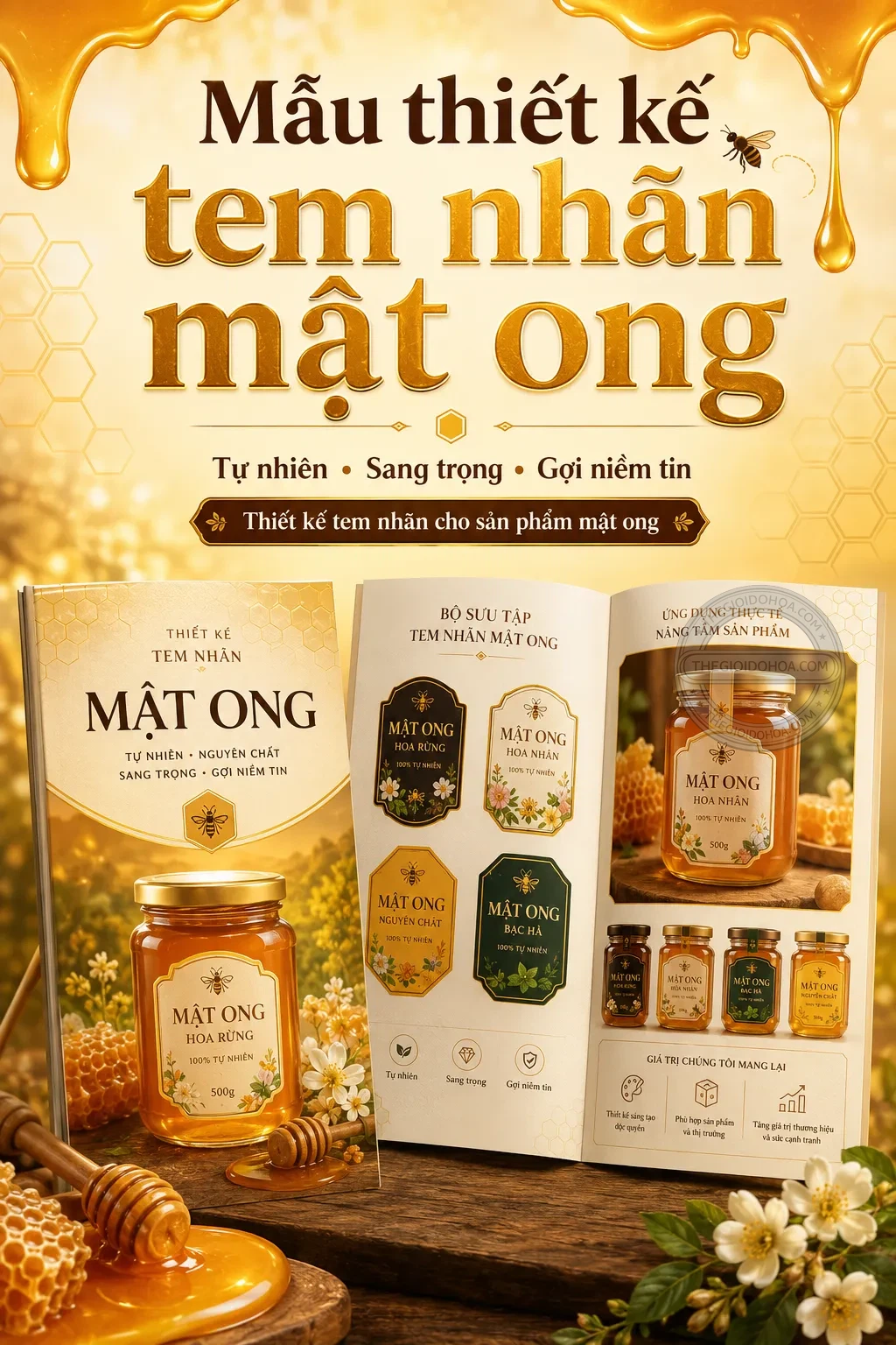 Mẫu thiet ke tem nhãn mat ong
