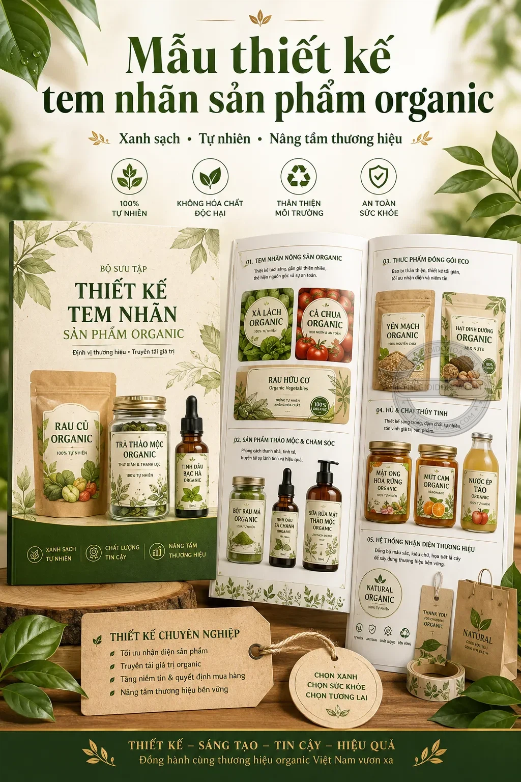 Mẫu thiet ke tem nhãn sản phẩm organic