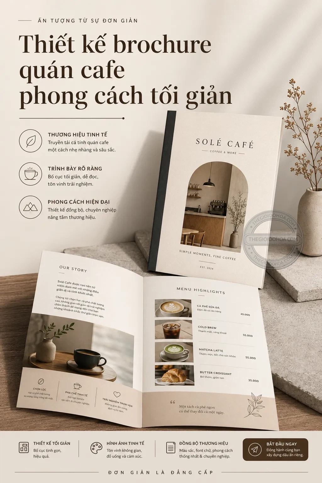 Thiet ke brochure quan cafe phong cách toi gian