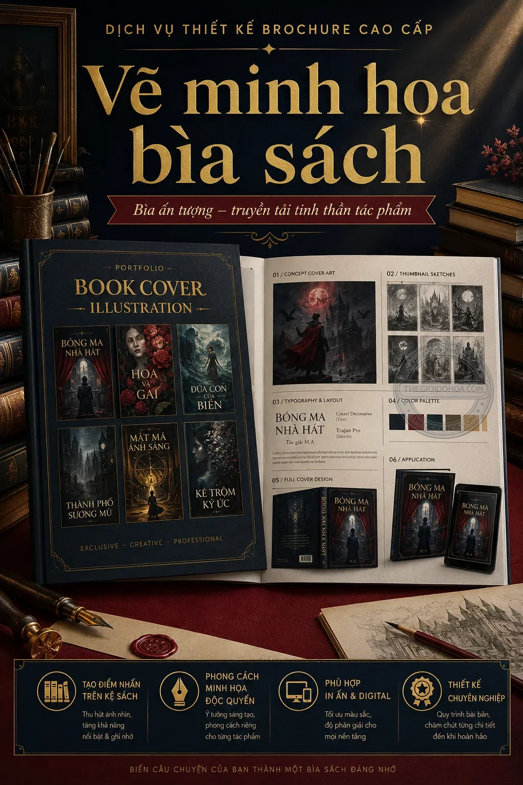 Vẽ minh hoa bia sach