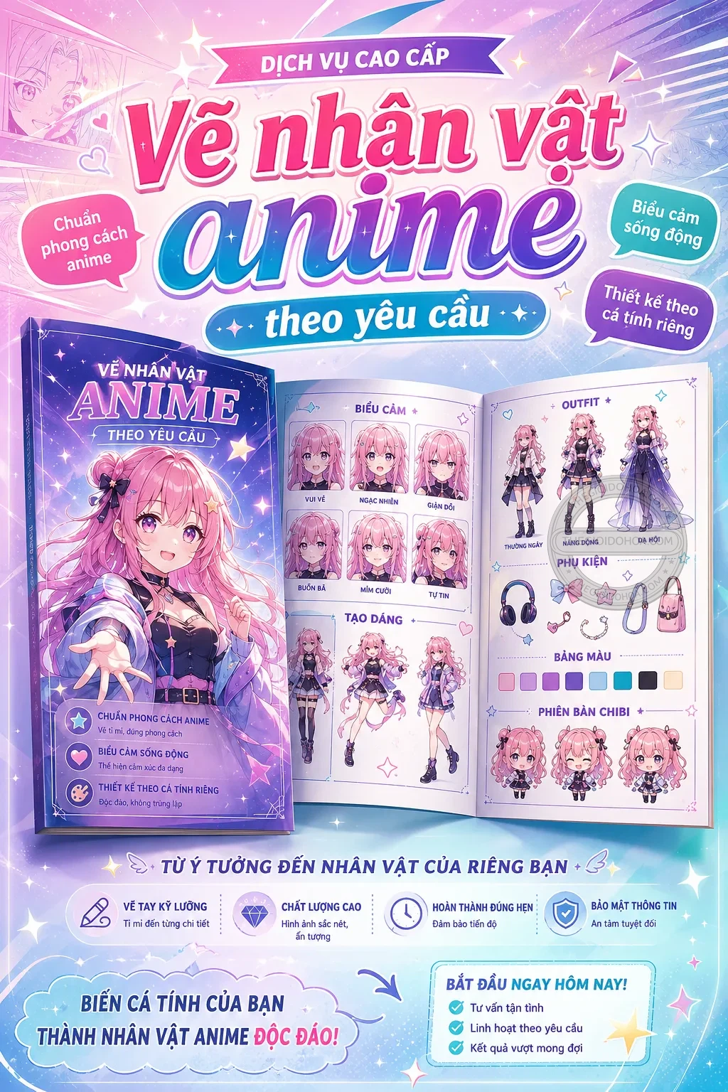 Vẽ nhãn vật anime theo yêu cầu