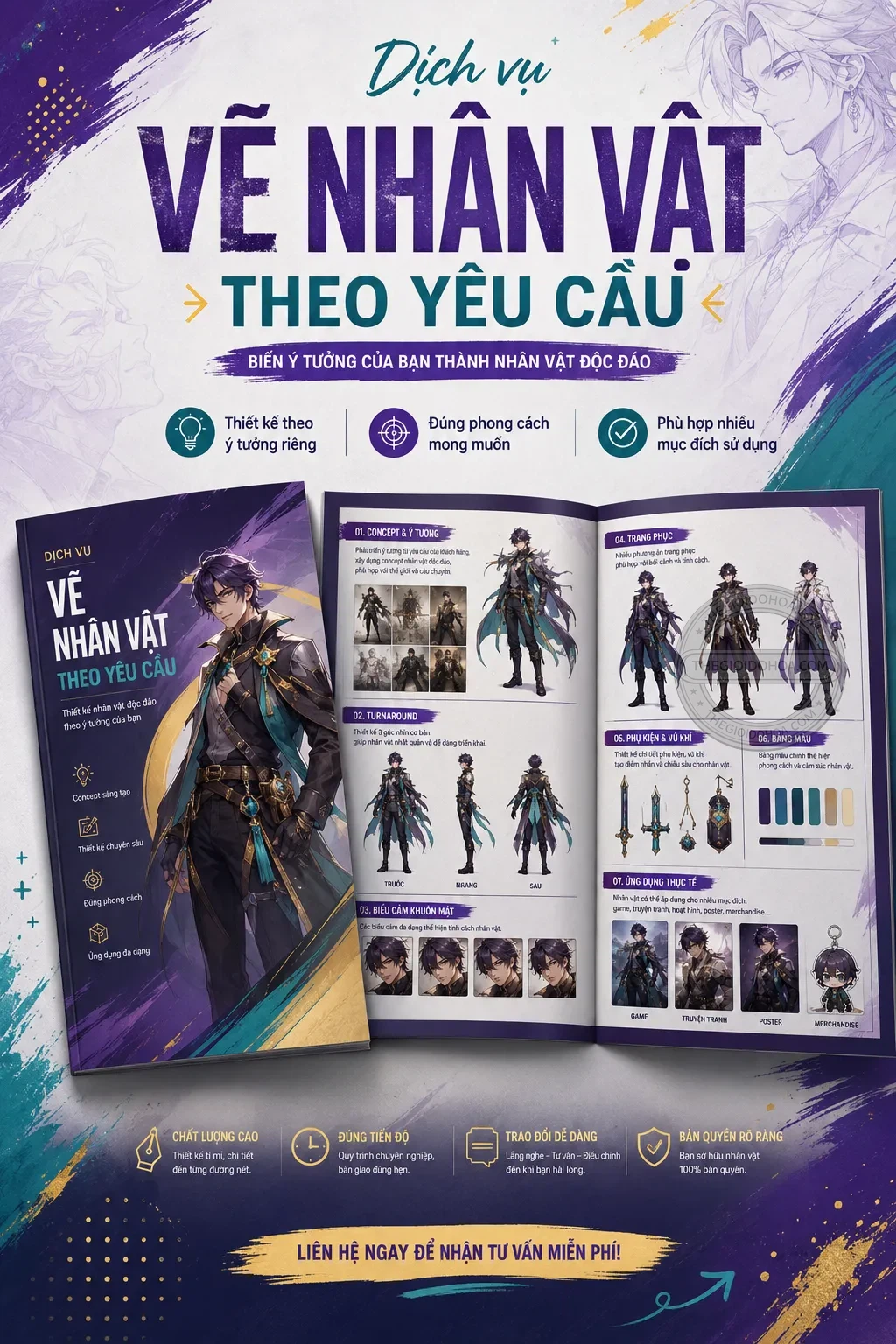 Vẽ nhãn vật theo yêu cầu